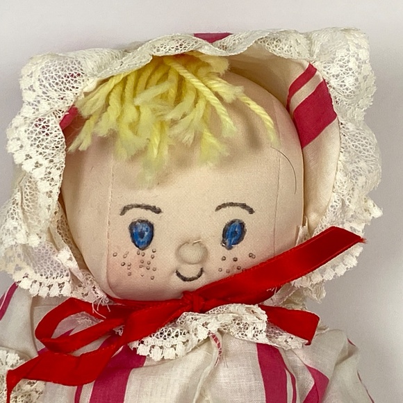 Vintage Handmade Cabbage Patch Style Cloth Doll Blonde Hair Craters Label - Picture 2 of 7